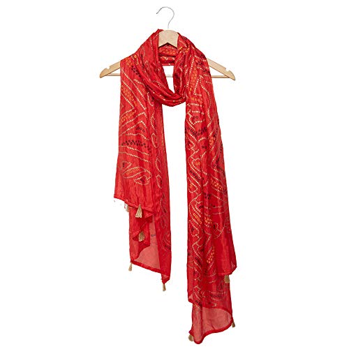 Image of DUPATTA BAZAAR Woman's Printed Bandhini Silk dupatta