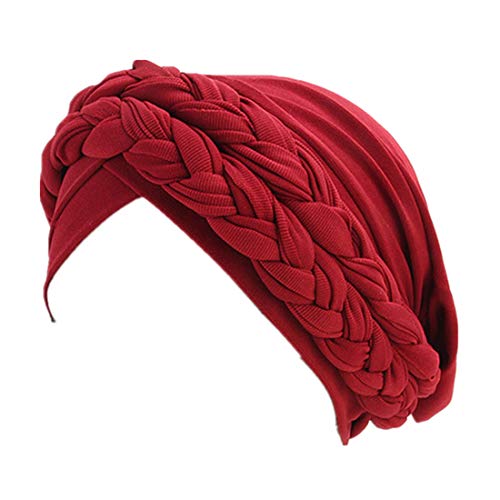 Qianmome Islamic Prayer Turban Hats Muslim Turban Inclusive Cap Women Double Color Hijab Braids Caps