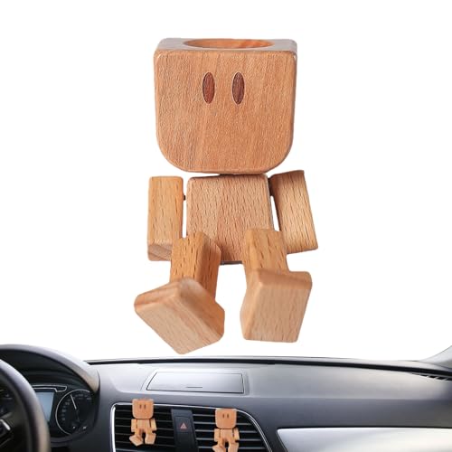 Furtryvl Figurines en bois pour tableau de bord de voiture, décoration de bureau amusante en bois | Fournitures d'intérieur automobiles pour berline, camion, camping-car, pick-up