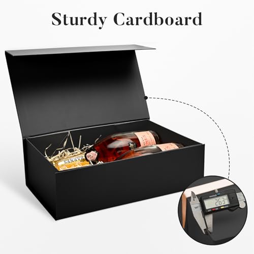 Image of LIFELUM Black Gift Box for Birthday with Magnetic Lid, 14 inchx8.5 inchx4.5 inch