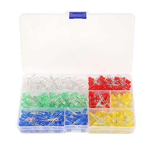 500Pcs LED Light Emitting Diode Parts 5mm Variety Color Electronics Components for DIY Signal Indicator Science Project Experiment