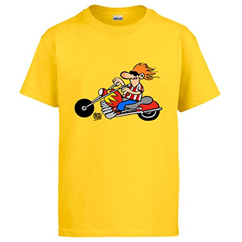 Diver Camisetas Camiseta Atlético de Madrid el Motero Colchonero - Amarillo, XXL