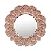 Stonebriar Dusty Rose Decorative Round Pink Floral Ceramic Wall Hanging Mirror