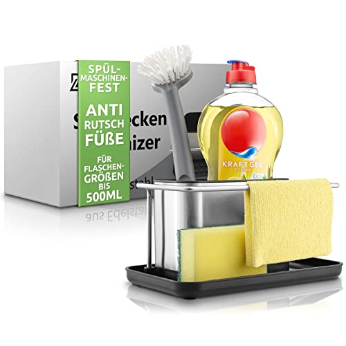 DoLinda® Spülbecken Organizer schwarz Edelstahl - SPÜLFLASCHEN bis 500ml - rutschfest & Spülmaschinen geeignet… - Image 4