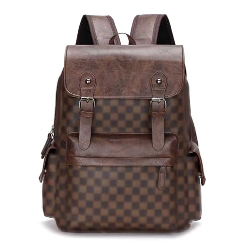 School Schoolbag Laptop Backpack Business Leisure PU Leather Travel Bag Multi functional Shoulders Bag (Brown1), AD-895
