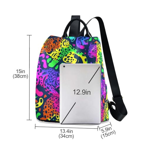 KLL Neon Colored Cheetahs Fashion backpacks for girls casual college backpack for women for Daily College Shopping with Pom-pom keychain3
