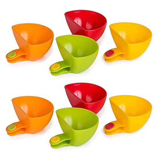 Romeeton Soporte de clip para platos, 8 unidades, surtido de clips de inmersión para salsa de tomate, vinagre de sal, azúcar, especias