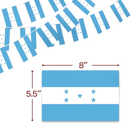 Image of Anley Honduras String Flag Pennant Flags, Patriotic Events 15th of September Honduran Independence Day Decoration Sports Bars - 33 Feet 38 Flags