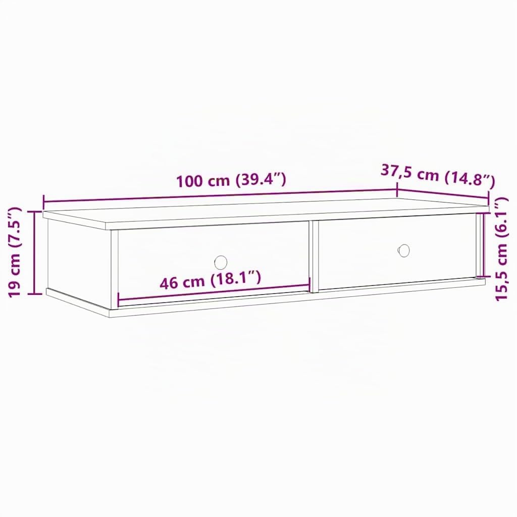 vidaXL Estante de Pared con cajones Madera contrachapada Madera Vieja
