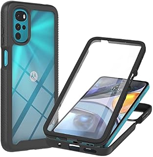 KATUMO Case for Motorola G22 with Screen Protector,360 Full-Body Case,3 in 1 Clear Shockproof Case for Motorola G22 2022 Release 6.5 inch, Black