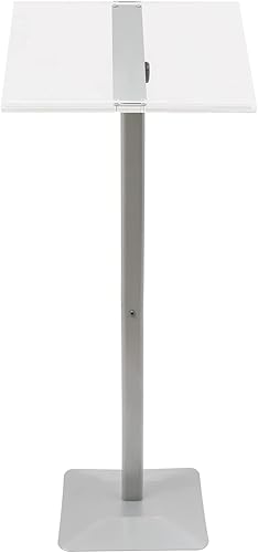 Miniatura 6 de LOYALHEARTDY Soporte de podio acrílico, podio de hablar de pie en el suelo, ángulo de 30-90, ajustable, para conferencia, podio, cuerpo y base de