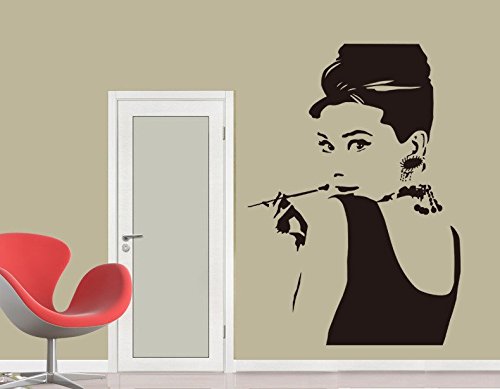 Stickers muraux paroi Decal photo Portrait Audrey Hepburn wph004(090 argent, set1:ca. 20cm x30cm (H))