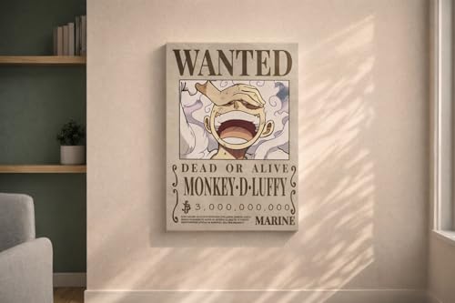 Image of BOND VERSE Luffy Wanted Poster - A3 Size Wall Art Prints (300 GSM Matte Finish) L-42CM X W-30CM | ONE PIECE | Anime Wall Art | Vintage Pirate Bounty Design | Premium Matte Anime Print | BOND VERSE | FRAME NOT INCLUDED