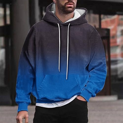 Men's Casual Hoodies Fashion Gradient Plus Size Workout Sweatshirt Loose Pullover Long Sleeve Hoodie with Pocket2