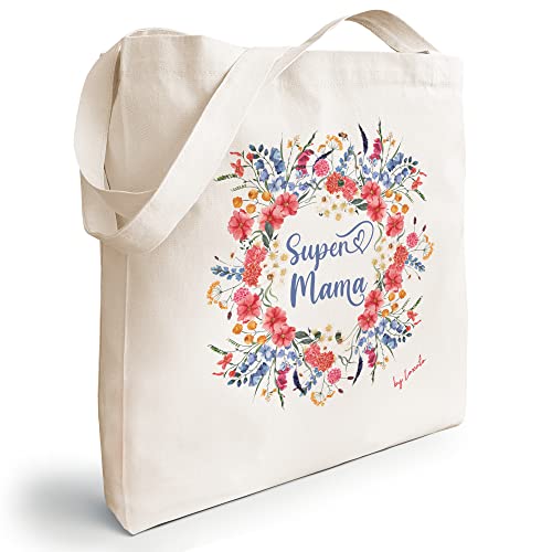 Loxato Mama Geschenk - Muttertagsgeschenk Tasche - Weltbeste Mama Tasche 100% Baumwolle - Mutter und Oma Geschenk - Einkaufstasche Mama Canvas-Stoff 220 g/m2 mit Lange Henkel - Beste Mama der Welt Cover
