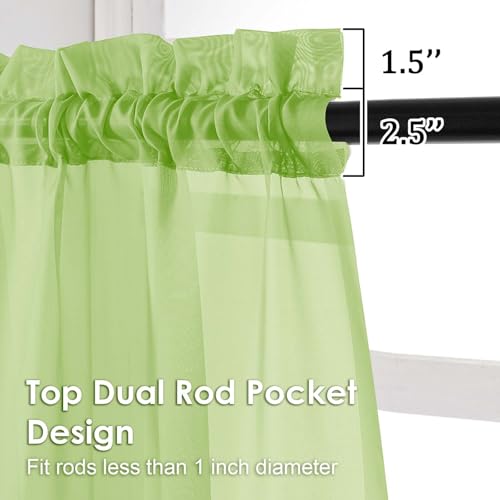 Image of OVZME Sheer Curtains 84 Inches Long 2 Panels Set, Light Filtering Transparent Lightweight Soft Window Treatment Panels for Study Room Living Room Guest Room, Each 42W x 84L Inches, Lime