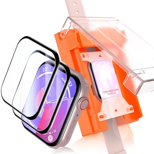 Uyiton Pellicola Protettiva per Apple Watch 41MM Series 7/8/9, 2 Pezzi Pellicola dello Schermo Copertura Completa kit di Installazione Migliorato HD trasparente PMMA Pellicola
