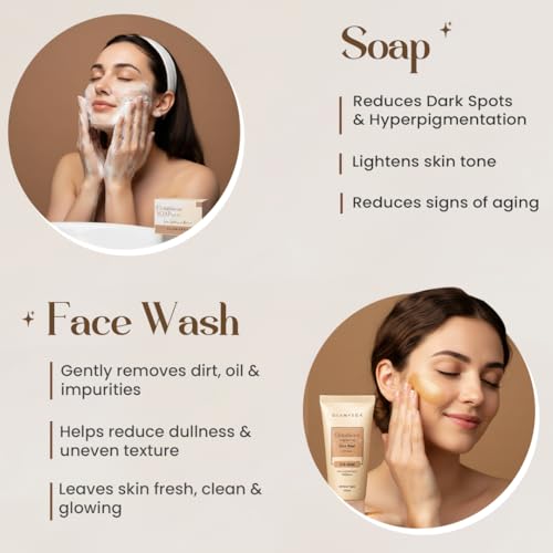 Image of Glamveda Glutathione Skin Brightening | Face Wash, Peel-Off Mask, Serum, Cream, Sunscreen, Under Eye Cream & Soap| 7 Step Skincare Combo for Glowing, Even-Toned Skin
