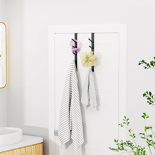 niffgaff Türhaken, vertikaler türhaken zum einhängen, kleiderhaken tür, haken zum einhängen, für Handtuch- und Kleiderbügel, Aluminium, Schwarz, 2er-Pack