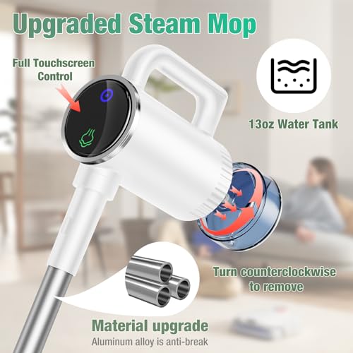 Image of 11-in-1 Steam Mop - Detachable Handheld Steam Cleaner with 380mL Tank, 260℉ Floor Steamer for Hardwood, Tile, Grout, Windows, Bath & Kitchen - 3-Level Steam Control, Multi-Purpose Floor Steam Cleaner