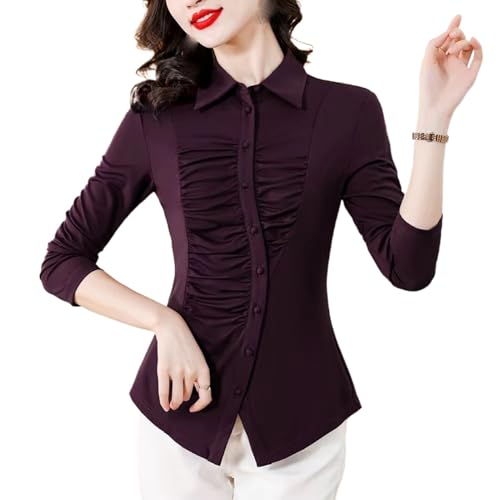 Chemisier irrégulier plissé femme style français chic élégant haut asymétrique slim