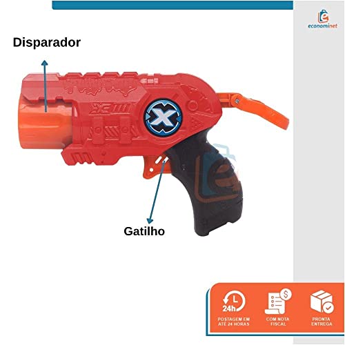 Arma Lançadora de dardos Tipo Nerf fit Vermelho 4 dardos Hero