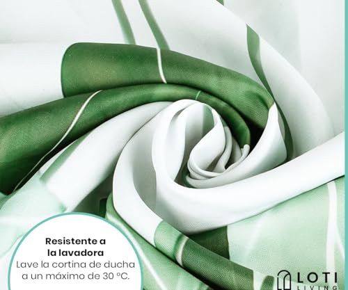 Miniatura 4 de Loti Living Cortina De Ducha Strelitzia 180x200 Cm Diseño Tropical De Hojas Poliéster Impermeable Y Lavable 180x200 Cm Con Ganchos