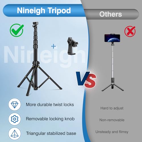 Image of Nineigh 72 inch Tripod for iPhone, Phone & Camera Travel Tripod Stand with Remote, Compatible with Smartphone /Gopro