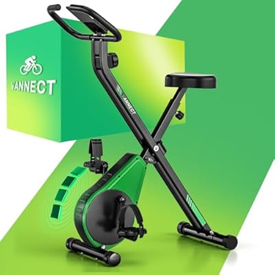 VANNECT Bicicleta Estatica Plegable con 16 Niveles de Resistencia Monitor LCD y Medición de Pulso Manual Soporte Plano Ahorro de Espaci Estática Silenciosa Magnética Bicicleta Estatica para Casa