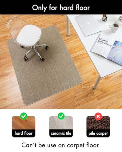 Image of BARoyal Office Chair Mat for Hardwood Floor Under Desk Computer Rolling Chair Mat for Wood /Tile Floor Non-Slip Heavy Duty Desk Rug PVC Plastic Hard Floor Protector 48 inch x 60 inch(Linen)