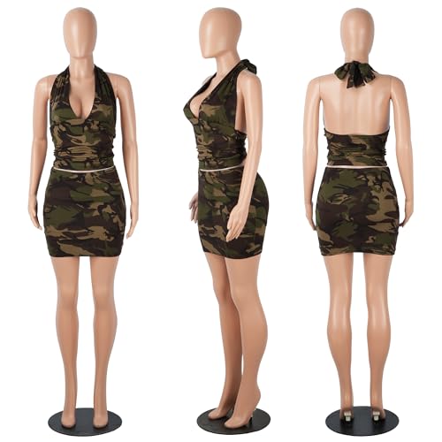Image of PORRCEY Women Sexy Casual 2 Piece Leopard Cheetah Print Mini Dress
