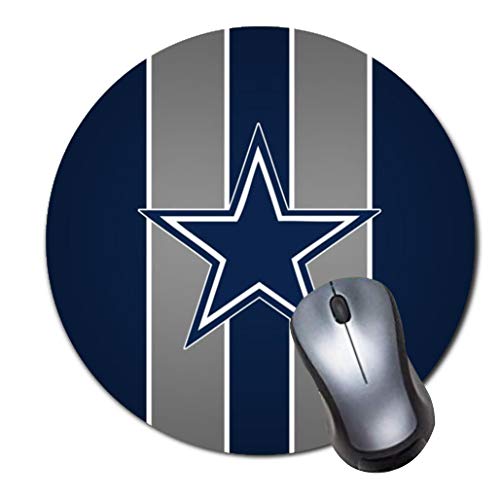Preisvergleich Produktbild Mauspad,kleines,rutschfestes Mousepad auf Gummibasis mit aktualisiertem,vernhtem Rand,Office-Mauspad f¨¹r Mdchen,Desktop-Zubehr,runde Mausunterlage-dallas cowboys