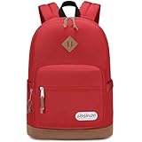 abshoo Classic Backpack for School College Bookbag Middle High School Bakcpacks for Teen Casual Daypack (Red)