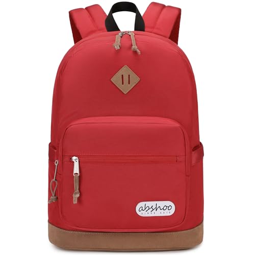 abshoo Classic Backpack for School College Bookbag Middle High School Bakcpacks for Teen Casual Daypack (Red)