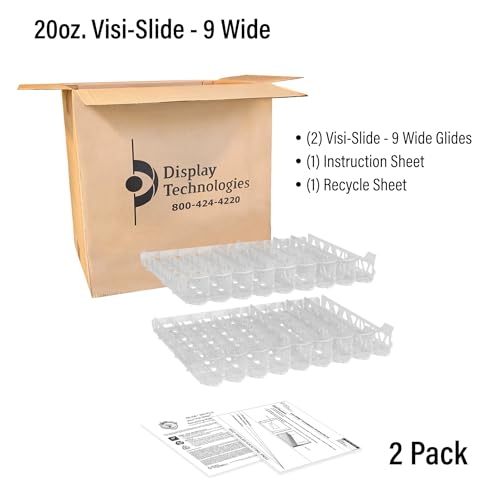 Display Technologies Visi-Slide Gravity Fed Organizer for 20-25oz Beverages on Flat and Angled Shelves in Cold Vaults & Coolers, 9-Wide, 27" Deep Drink Organizer (Pack of 2) - Thumbnail 6