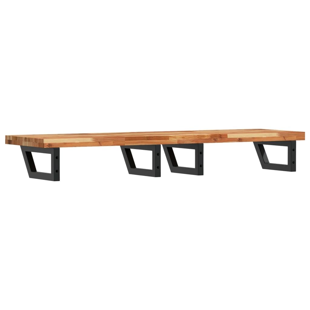 Wandmontage Waschbeckenregal aus Stahl und massivem Akazienholz Schweberegal 120 x 40 cm für Waschplatz Bad Stauraum Konsole Wandhalterung