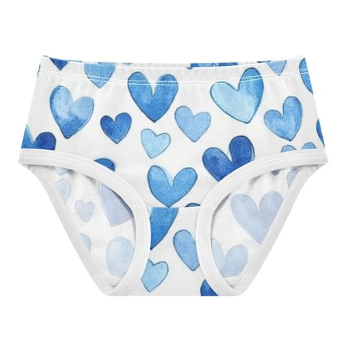 Girls' Cotton Briefs Toddler Cotton Underwear for Baby Girls Blue Watercolor Heart