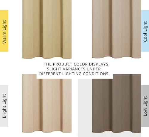 Image of NICETOWN Thermal Insulated Grommet Room Darkening Curtains /Draperies /Panels for Bedroom (2 Panels, W42 x L63 inches, Biscotti Beige)
