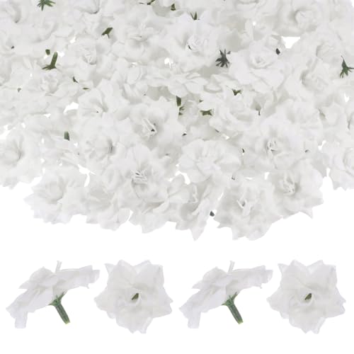 M METERXITY 50-Pack Artificial Roses Heads, Silk Faux Rose Head for Wedding/Bouquet/Flower Wall/DIY Crafts/Party Decoration, Fake Bloom Flower Heads Buds [Pure White]