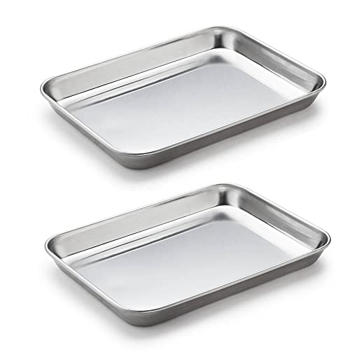 2 Pack Stainless Steel Tray Non Toxic Heavy Duty Thickening Pan for Kitchen Baking, Lab Instrument, Dental, Medical Surgical Instrument, Pet Treatment, Jewelry Tools(Medium