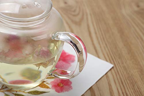 TFTea - Teiera in vetro da 600 ml con filtro nel beccuccio e coperchio in Vetro, per 1 o 2 Persone - immagine 7