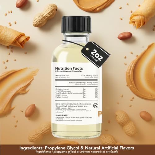 Image of Dolce Flav Peanut Butter Flavoring - Rich, Creamy Roasted Nut Taste | 2 oz Concentrated Extract for Baking, Desserts, Drinks & Protein Shakes | Graduated Dropper Included | Water-Soluble | Kosher | Made in USA