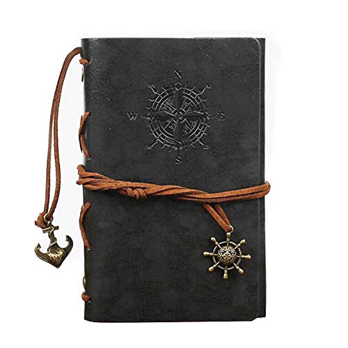 Taccuino con copertina in pelle sintetica, stile vintage retrò, diario di viaggio, taccuino, idea regalo per ragazzi e ragazze grey