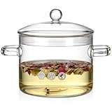 HEALEEP Recipiente de Vidrio Transparente para Fideos Tapa, Olla para Sopa de 1350 Ml, Apta para Microondas y Uso Diario en Cocina