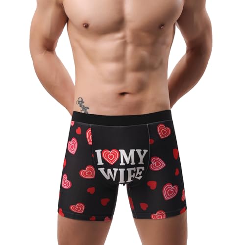 Evankin Men Funny Heart Boxer Briefs, Sexy Fun Novelty Underwear, Comfort Breathable Soft Underpants Shorts
