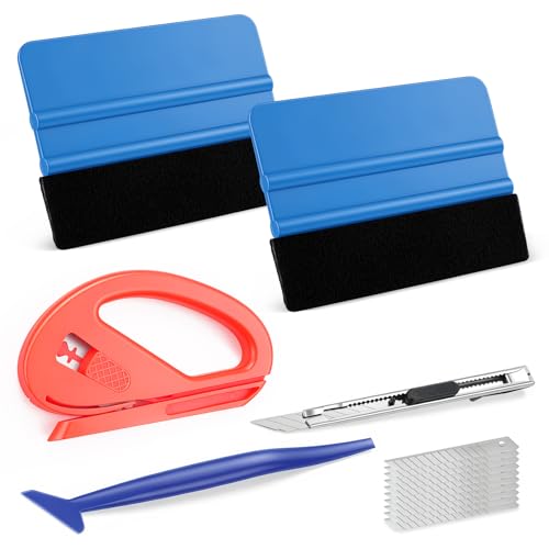 Image of SINGARO 6PCS Vinyl Wrap Tool Kit, Window Tint Kits Include Felt Squeegee, Edge Trimmer Squeegee, Retractable Utility Knife and Blades, Vinyl Cutter Knife, Fits for Most Cars and Trucks