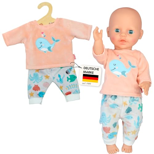 Heless 1285 - Puppenkleidung im Design Wal Bobby, 2 teiliger Pyjama mit Shirt und Stoffhose für Puppen und Kuscheltiere der Größe 28 - 35 cm
