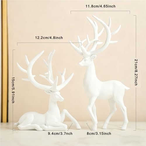 Figuras de reno en set de 2 piezas de resina duradera para decoración de mesas 6