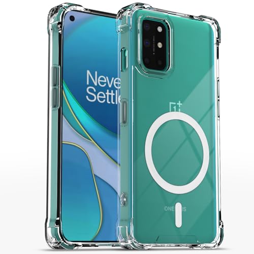 Image of Pikkme Back Cover for OnePlus 8T / 9R Mag-Safe Shockproof PC + TPU Protective Case Magnetic Support Bumper Case (Transparent Mag-Safe)