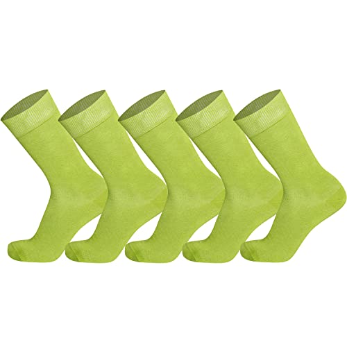 Mysocks 5 pares de calcetines lisos Unisex Hecho del algodón peinado más fino Verde lima 40-45